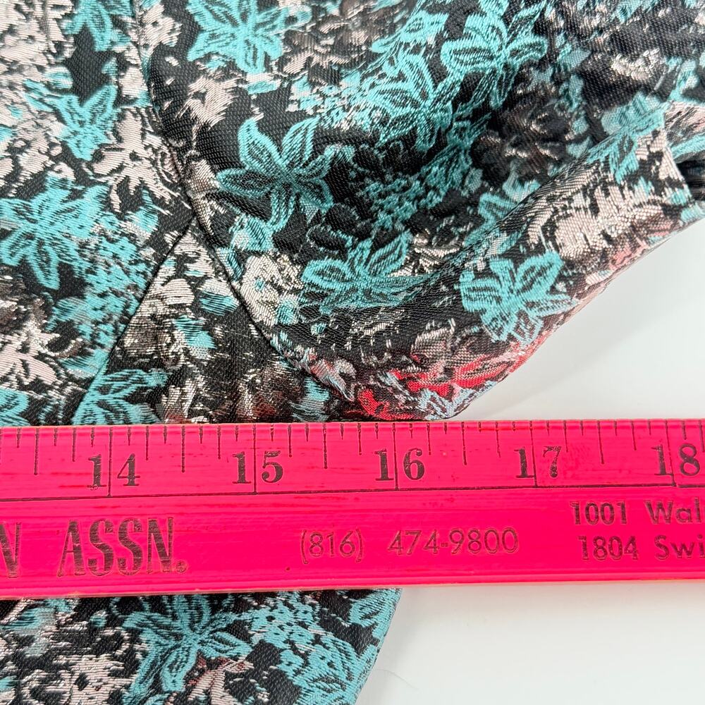 Club Monaco Metallic Brocade Mini Dress Size 00 Teal Silver Party Glam - Picture 10 of 14